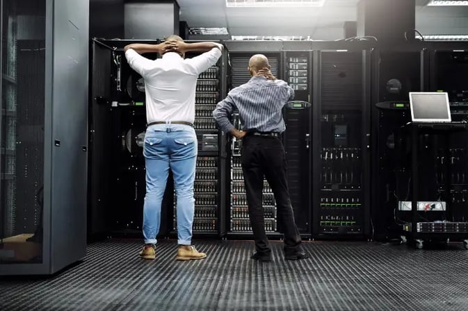 IT support troubleshooting in server room