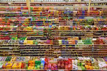 grocery aisles full of products