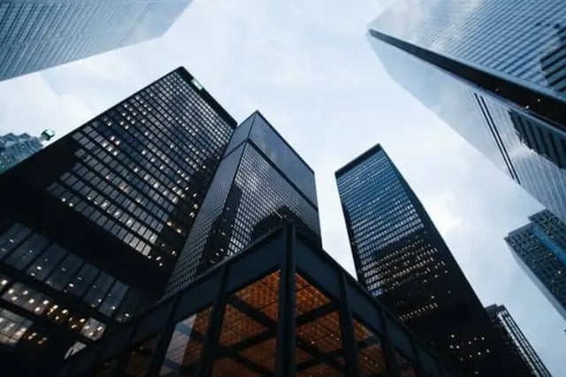 Downtown city centre with tall office buildings