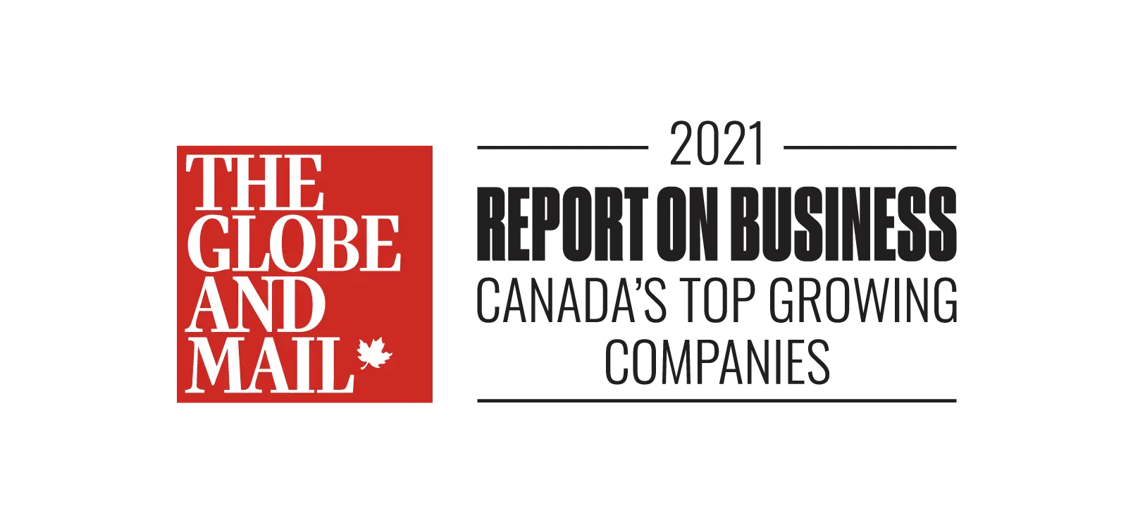 The Globe and Mail 2021 Canada's Top Growing Companies Award Badge