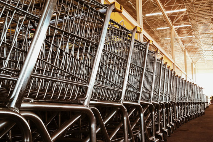 Line of grocery carts