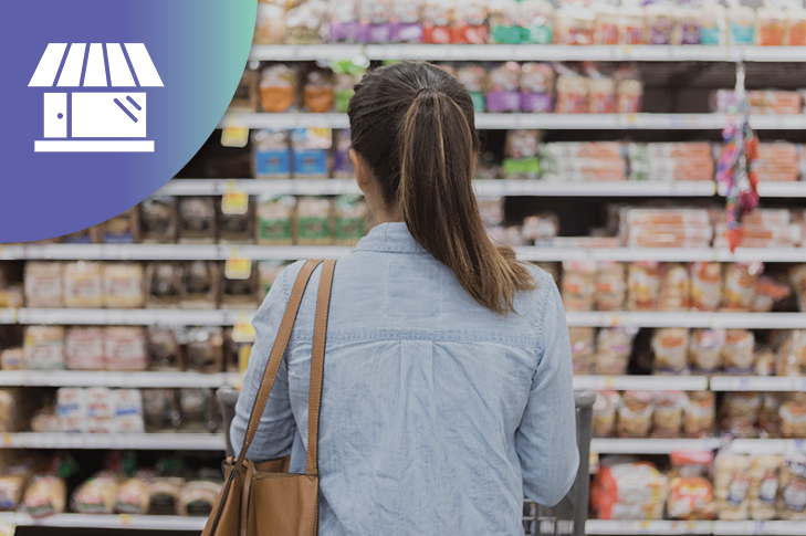 woman at the grocery store looking at items