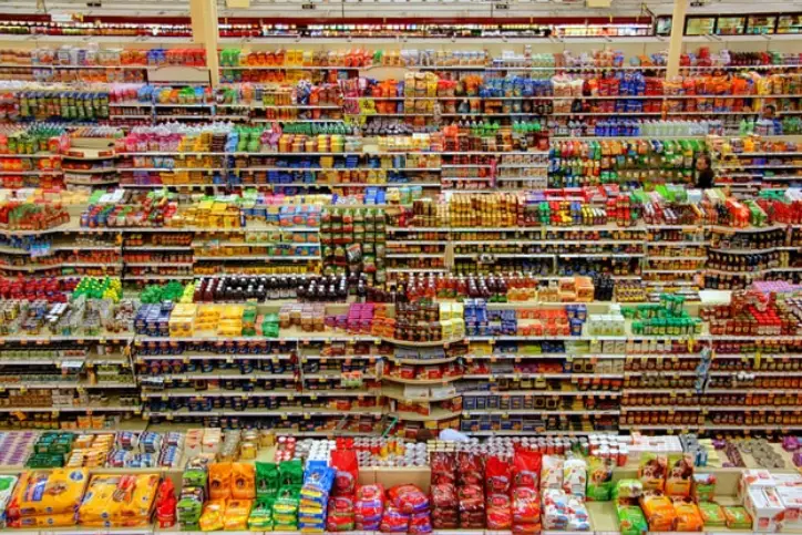 grocery aisles full of products